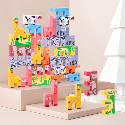 Wooden Animal Building Blocks Educational Toy for Kids