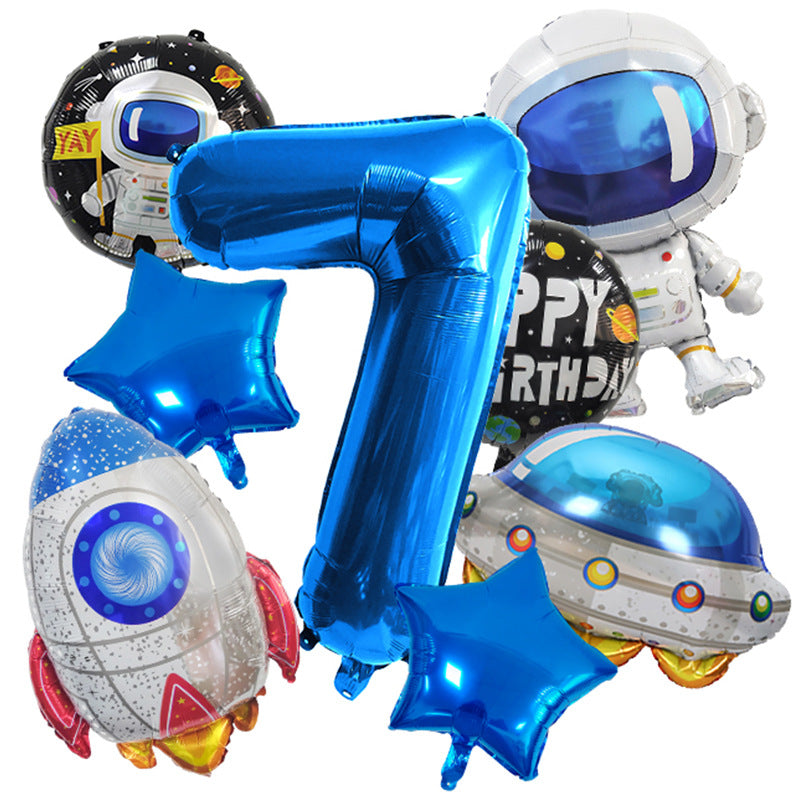 Spaceman Rocket Astronaut Foil Balloon Birthday Party Decoration Set 9
