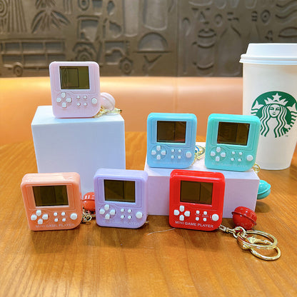Tetris Game Keychain Electronic Mini Pet Machine Plastic Charm
