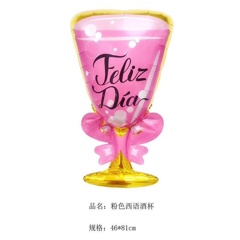 Wine Glass and Bottle Foil Balloons Party Decoration Set 5pcs 26