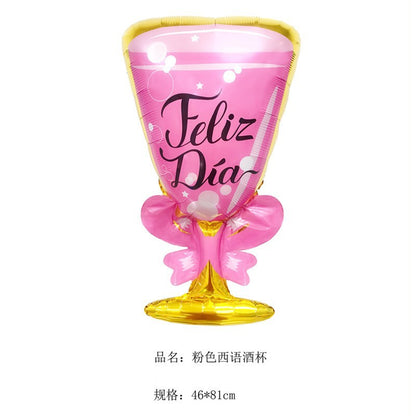 Wine Glass and Bottle Foil Balloons Party Decoration Set 5pcs 26