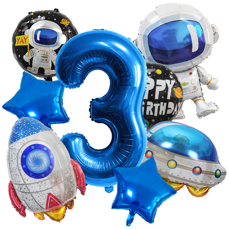 Spaceman Rocket Astronaut Foil Balloon Birthday Party Decoration Set 3