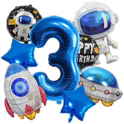 Spaceman Rocket Astronaut Foil Balloon Birthday Party Decoration Set 3