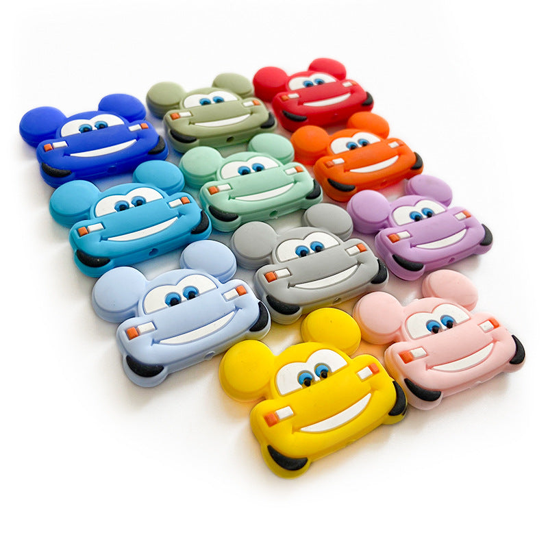 20pcs Silicone Focal Beads Automotive Car Shape Front Facing 3
