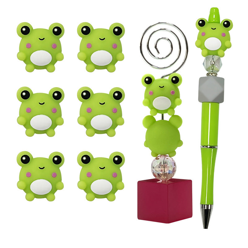 20Pcs Silicone 3D Focal Beads Frog Smiling Face Front Facing 5