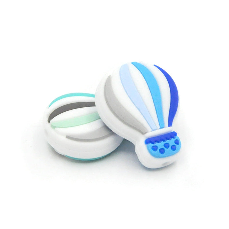 20pcs Silicone Focal Beads Hot Air Balloon Striped Design 5