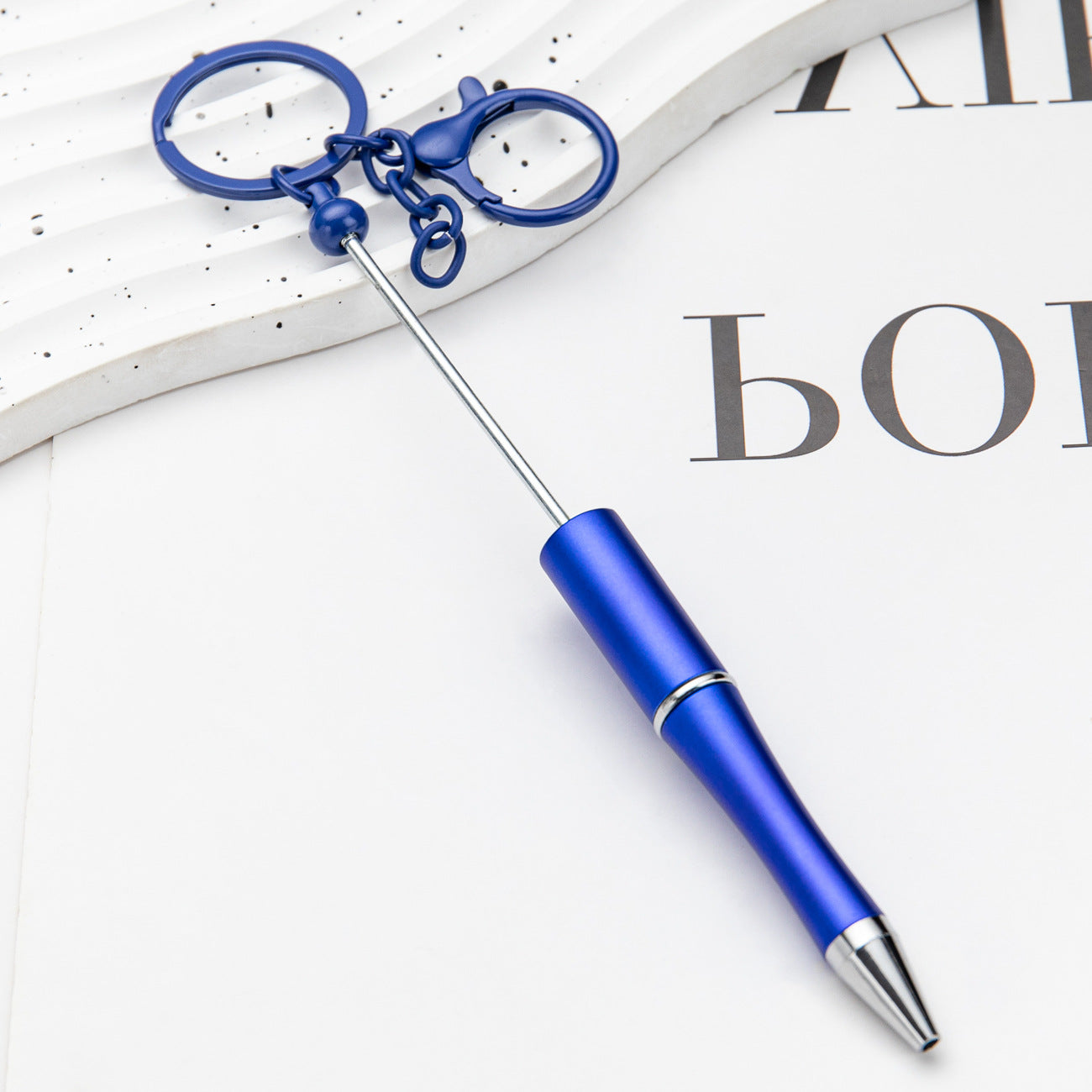 DIY Portable Keychain Beadable Ballpoint Pen Metal Plastic 21.5cm 10