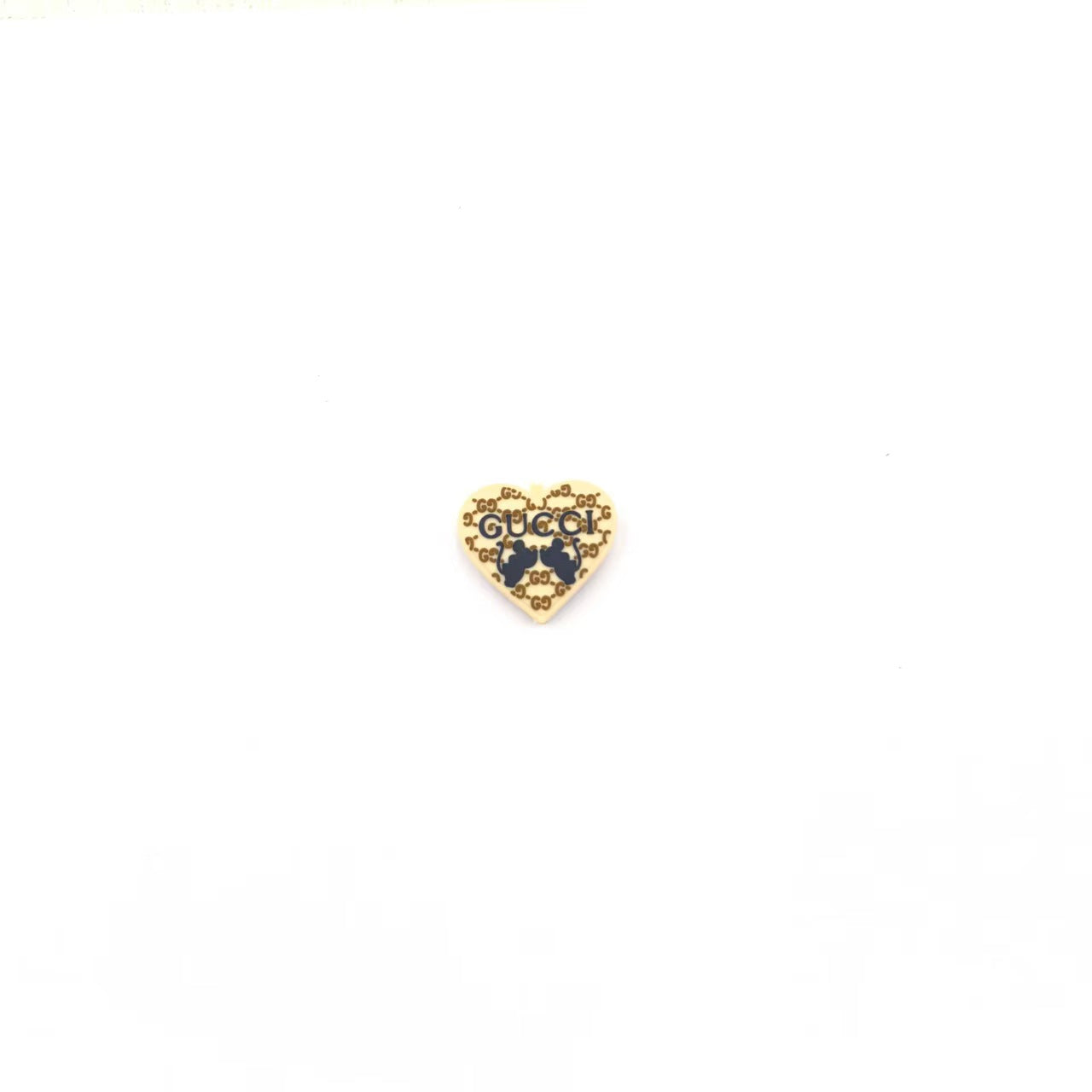 20Pcs Silicone Focal Beads Love Heart Printed Design 6