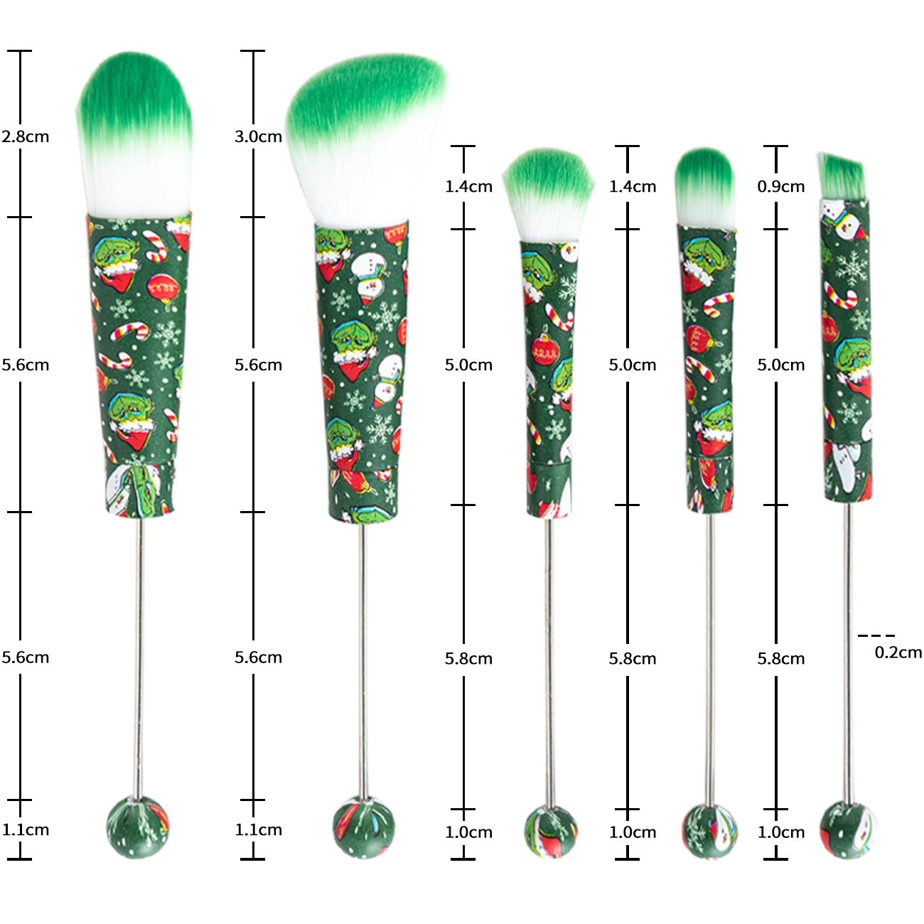5Pcs Halloween Christmas Beadable Makeup Brush Set DIY Craft Supplies 2