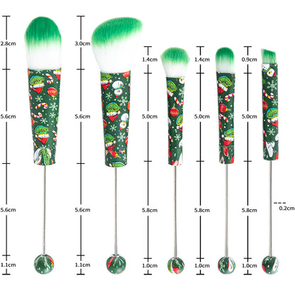5Pcs Halloween Christmas Beadable Makeup Brush Set DIY Craft Supplies 2