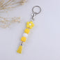 Flower Silicone Bead Keychain with Tassel Charm Accessory 13