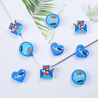 20pcs Silicone Focal Beads Father Day Envelope Letter and Hat Design 2