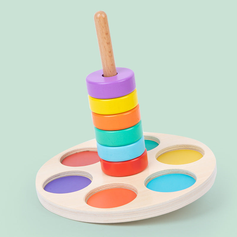 Wooden Rainbow Ring Montessori Toys Sorting Toy for Toddlers 2
