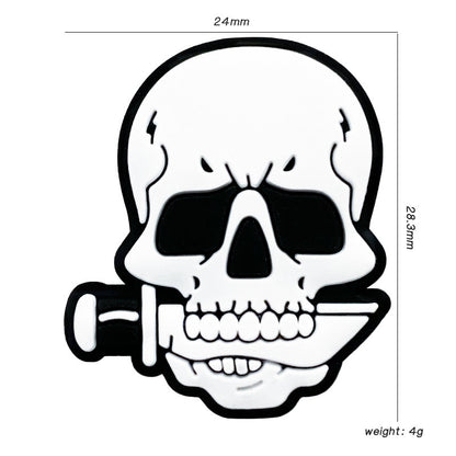 20Pcs Silicone Focal Beads Skull Holding Knife Bone Detail 2