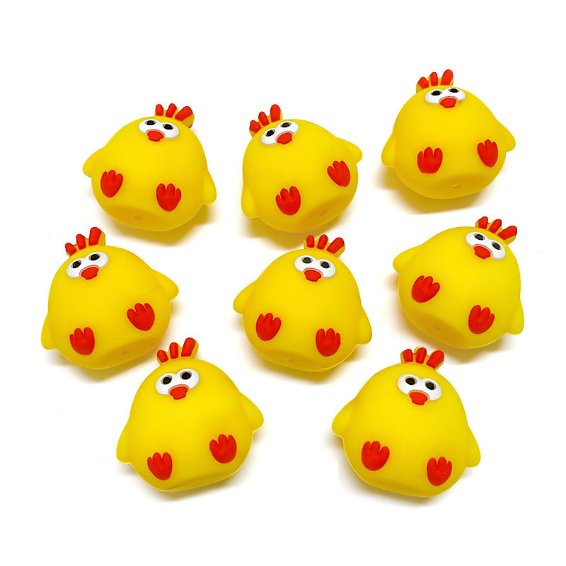 20Pcs Silicone 3D Focal Beads Chick Side Profile Yellow 4