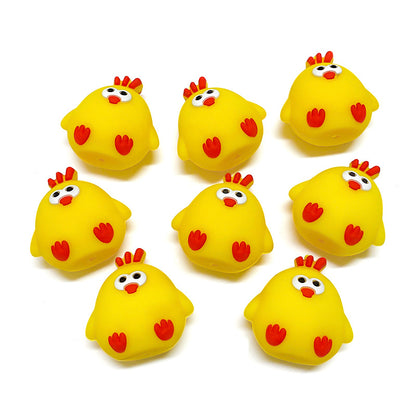 20Pcs Silicone 3D Focal Beads Chick Side Profile Yellow 4