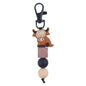 Cartoon Animal Cattle Silicone Bead Keychain with Beaded Charm 7