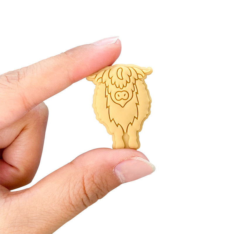 20pcs Silicone Focal Beads Yak Bull Front Facing Detail 3