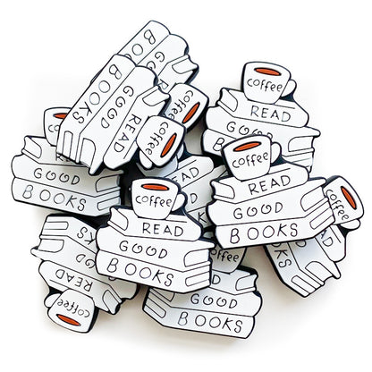 20pcs Silicone Focal Beads Coffee Book Stack with Cup Detail 2