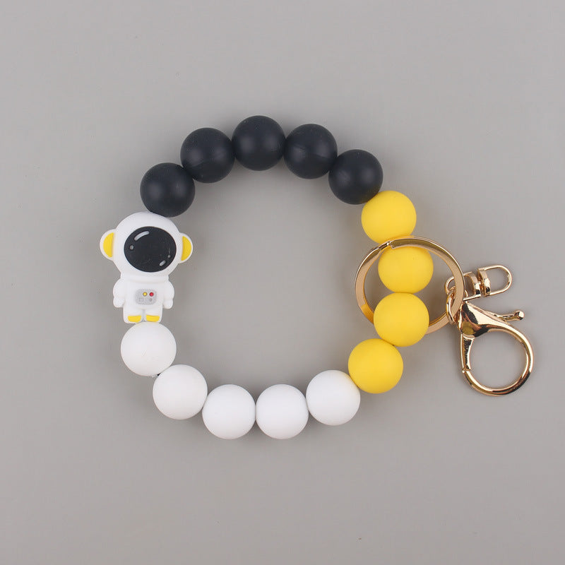 Astronaut Silicone Bead Wristlet Keychain with Key Ring 9