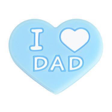 50pcs Silicone Focal Beads Love Heart Printed Text Design 7