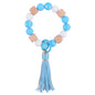 Daisy Silicone Bead Wristlet Keychain Tassel Charm 9