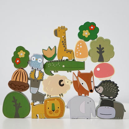 Wooden Animal Building Blocks Balance Educational Toy 3