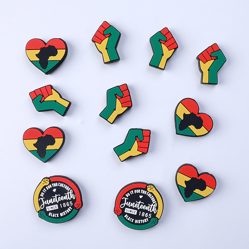 20pcs Silicone Focal Beads Black History Month Freedom Raised Fist 3