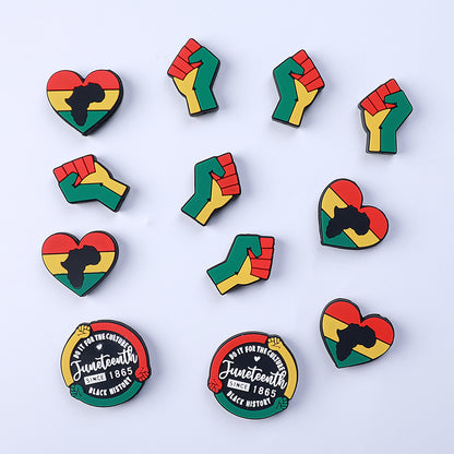 20pcs Silicone Focal Beads Black History Month Freedom Raised Fist 3