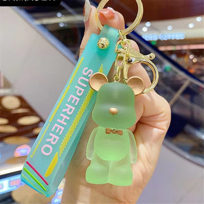 Crystal Bear Silicone Bead Keychain with Bow Tie Charm 10