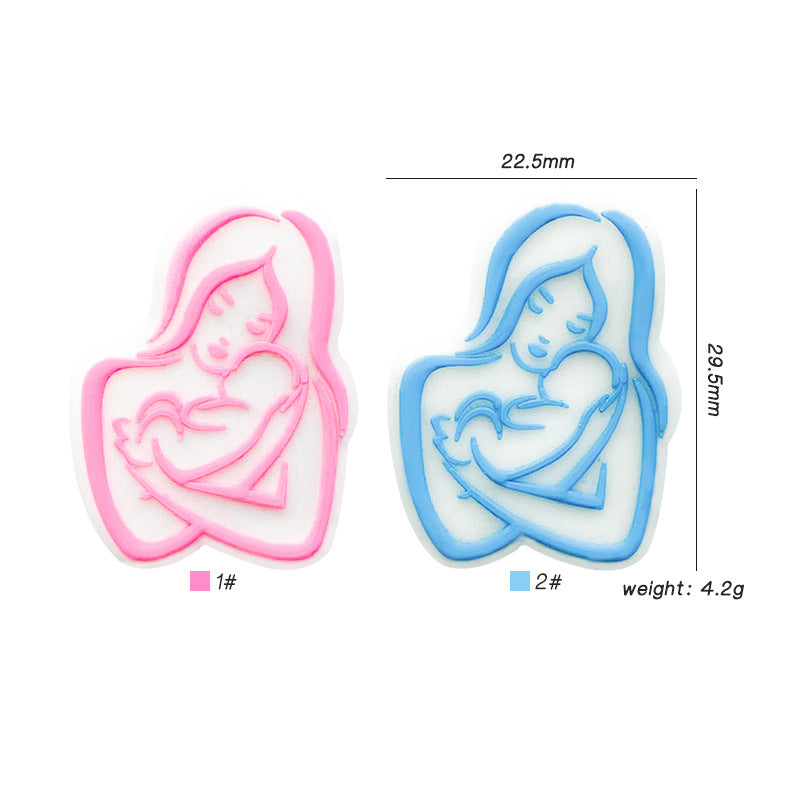 20pcs Silicone Focal Beads Mom and Baby Outline Design 2