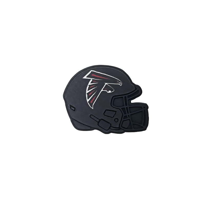 20pcs Silicone Focal Beads Football Helmet Printed Design 35