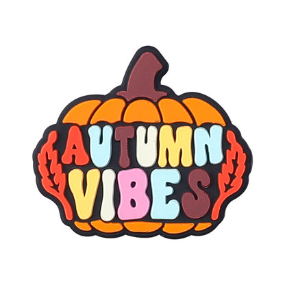 20Pcs Silicone Focal Beads Scarecrow Autumn Pumpkin With Printed Text 8