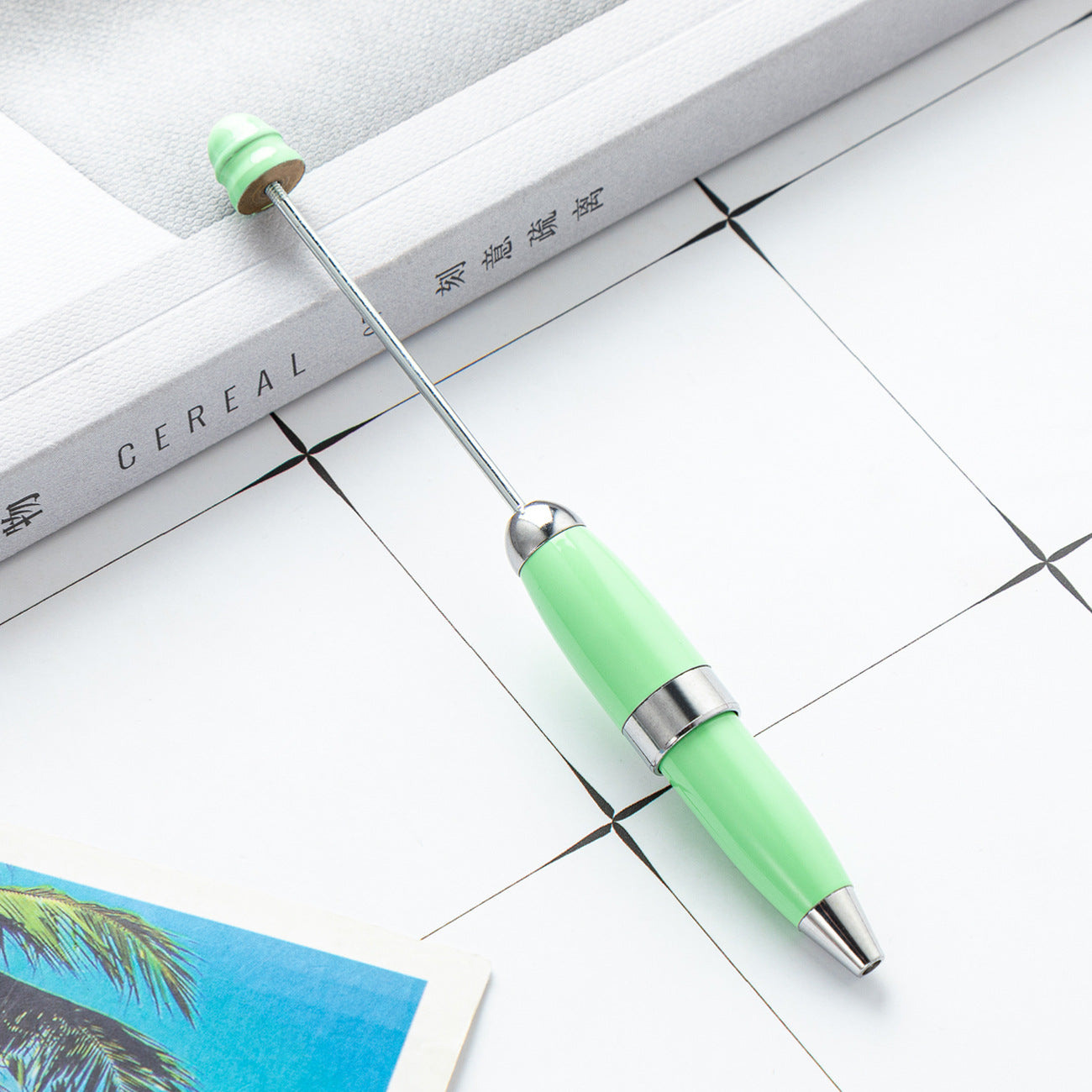 Portable Metal Beadable Pen Keychain Ballpoint Pens DIY Craft Supplies 15