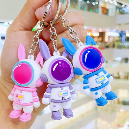 Rabbit Astronaut Silicone Bead Keychain Space Rabbit Charm 3