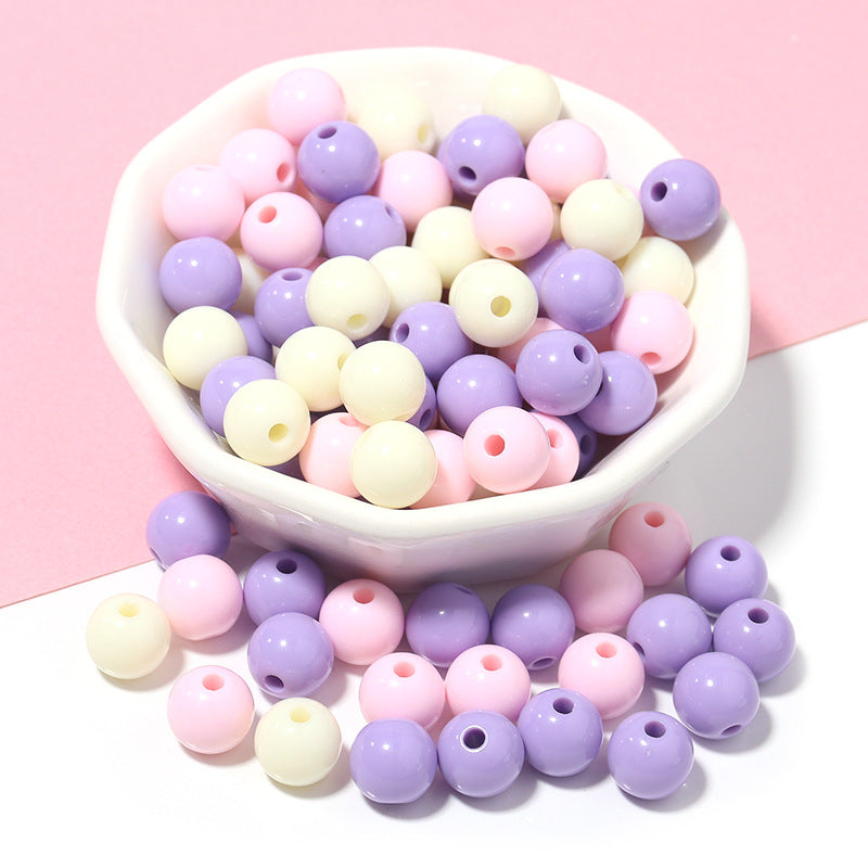 100pcs 6mm Macarons Round Acrylic Beads Christmas Solid Color Bracelet Accessories 10