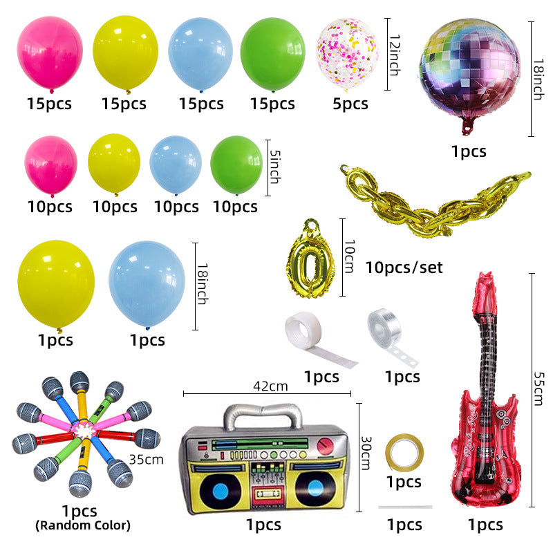 Electric Guitar and Disco Foil Balloon Set Party Decoration 3
