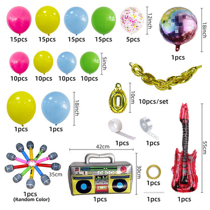 Electric Guitar and Disco Foil Balloon Set Party Decoration 3