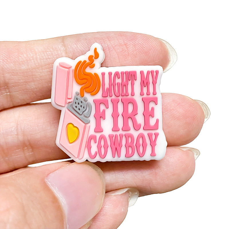 20Pcs Silicone Focal Beads Cartoon Lighter With Printed Text 5
