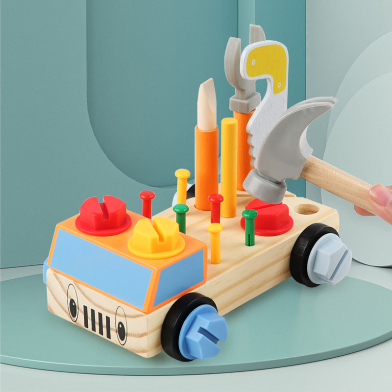 Wooden Nut Tool Cart Montessori Toys for Toddlers 19.5cm