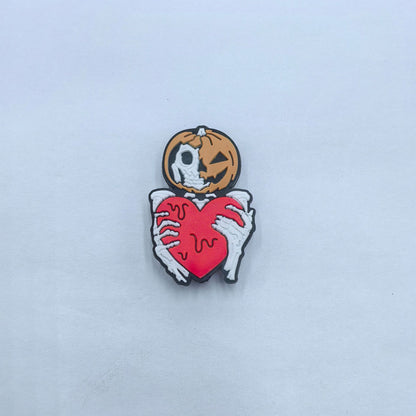 20Pcs Silicone Focal Beads Halloween Pumpkin Series Various Designs 6