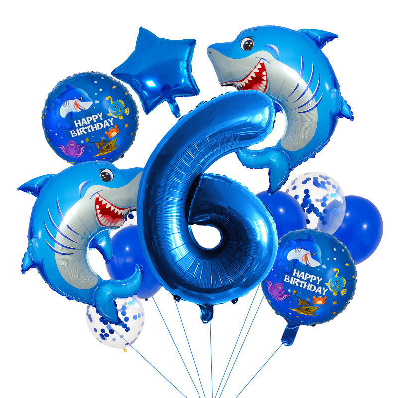Ocean Shark Foil Balloon Set Kids Birthday Party Decoration 8