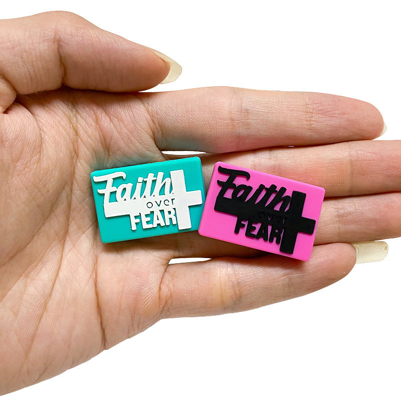 20Pcs Silicone Focal Beads Faith Rectangular Block Shape with Raised Text 5