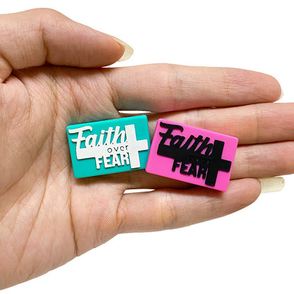 20Pcs Silicone Focal Beads Faith Rectangular Block Shape with Raised Text 5