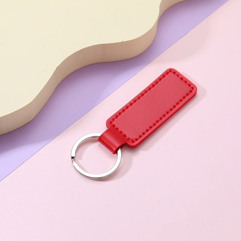 Creative PU Leather Keychain Rectangular Tag with Metal Ring 12