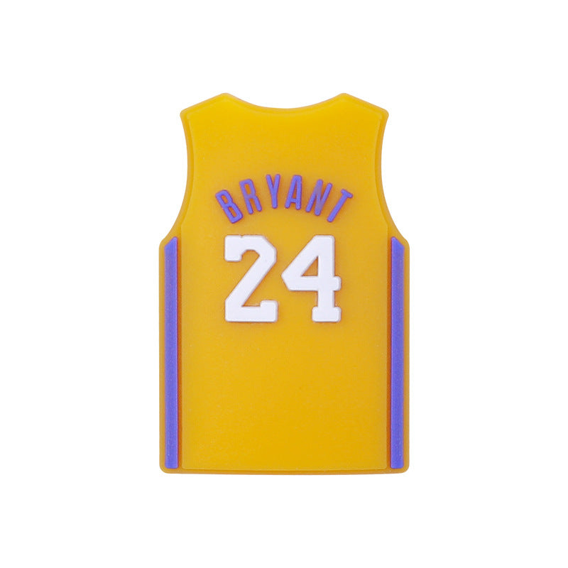 20Pcs Silicone Focal Beads Basketball Jersey Design Flat Shape 6