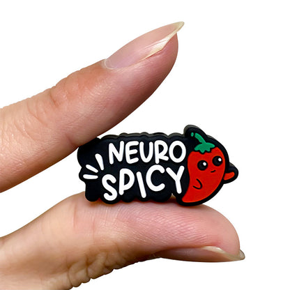 20pcs Silicone Focal Beads Chaotian Pepper with Printed Neuro Spicy Text 5