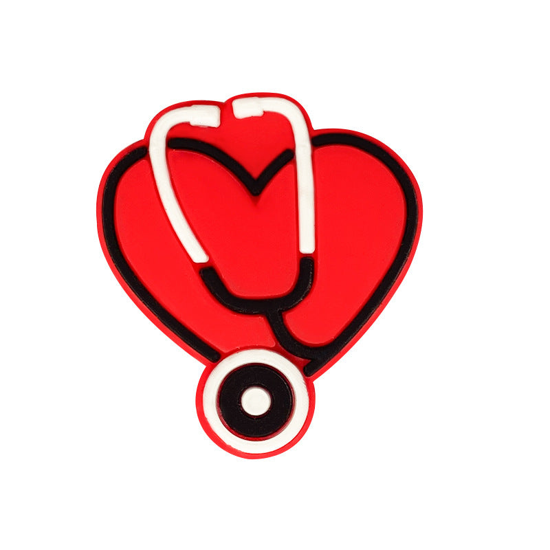 20pcs Silicone Focal Beads Stethoscope Heart Shape with Tube Detail 6