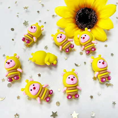 20Pcs Silicone 3D Focal Beads Cartoon Character Wearing Bee Costume 4