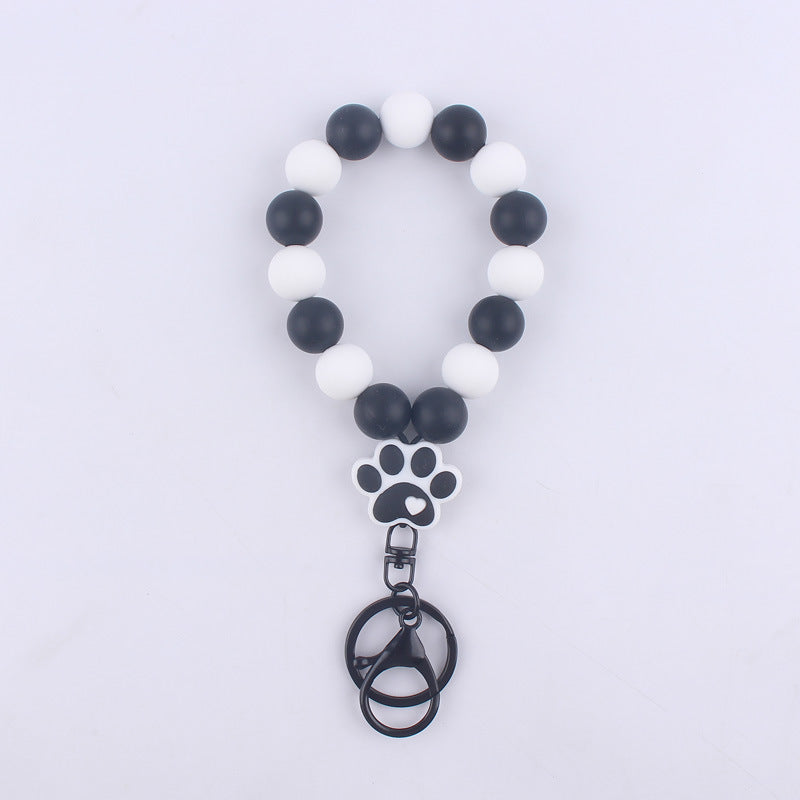 Dog Claw Silicone Bead Wristlet Keychain with Paw Charm 6